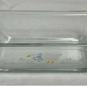 Anchor Hocking Clear Glass Loaf Dish with Duck Motif